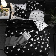 2020 New Small Swallow Printed Black Bedding Set Europe/USA/Australia Queen King Duvet Cover Pillowcase Women Men Kids Bed Set 2024 - buy cheap
