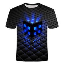 Dark blue fluorescen t shirt 3d print men's black square t-shirt summer short sleeved shirt irregular men and women T-shirt 2024 - buy cheap