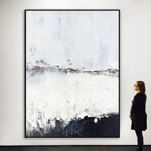 Pintura al óleo pintada a mano en blanco y negro, sala de estar modernas para pinturas abstractas minimalistas, pasillo de entrada, versión Vertical 2024 - compra barato