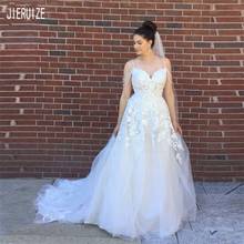 Jieruize-vestido de noiva moderno, sem mangas, alças espaguete, renda, apliques, vestidos de noiva, roupa de baile 2024 - compre barato
