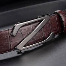 Cinturón de cuero genuino para hombre, correa de diseño con hebilla de aleación automática, de alta calidad, a la moda, nuevo 2024 - compra barato