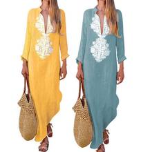 VESSOS Summer Boho dress Long Maxi Dress Long Sleeve V-neck Women Dress Clothes Loose Ladies Party Summer Casual Beach Sundress 2024 - buy cheap