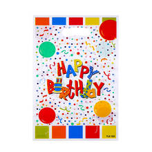 Sacos de plástico para festas de aniversário com tema de happy birthday, sacos de brinquedo decorativos para festa de bebê com 10 opções 2024 - compre barato