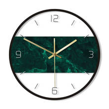 Dark Green Marble Texture Printed Modern Nordic Acrylic Wall Clock Minimalism Wall Art Non-ticking Decorative Luxury Wall Watch 2024 - buy cheap