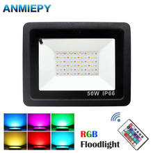 Luz LED de inundación RGB de 50W y 100W, reflector impermeable de 16 colores para exteriores, linterna con luz de neón de fiesta remota 2024 - compra barato