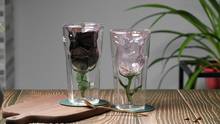 Nueva taza de vino tinto con revestimiento rosa de vidrio doble rosa, para café y zumo 2024 - compra barato
