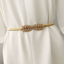 Gold Elastic Belt For Women Flower Leaf Ladies Waist Belts For Dresses Stretch Skinny Metal Female Belt Elastische 2024 - buy cheap