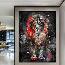 Street art graffiti abstract lion HD print on canvas wall art prints and posters for home decoration frameless paintings 2024 - buy cheap