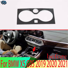 Guarnição de acabamento para console central automotivo, capa de fibra de carbono para console frontal de veículos x5 g05 2019 2020 2024 - compre barato