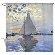 Cortina de chuveiro decorativa de claude sailboat 2024 - compre barato