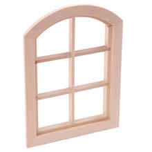 Деревянная изогнутая модель окна 1:12, 6 квадратов, аксессуары для мебели, миниатюрный кукольный домик 2024 - купить недорого