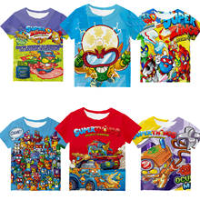 Camiseta en 3D para niños y niñas, camisa de manga corta de Anime de dibujos animados, de la serie Super Zings 7, de verano 2024 - compra barato