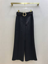 Casual Luxury Brand Women 2021 Early Spring New Fashion Slim High Waist Straight Pants 100%Wool Soft Solid Trousers 2024 - buy cheap