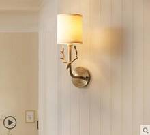 Lámpara de pared con asta americana de cobre, lámpara de noche para dormitorio, pared de salón, escaleras, pasillo, moderna, minimalista 2024 - compra barato