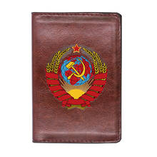 High Quality Leather  Soviet Union Sickle Hammer  Printing Travel Passport Cover ID Credit Card Case 2024 - buy cheap