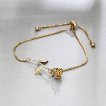 Gold Color Popular Simple Rhinestone Heart Shaped Bracelet Exquisite Zircon Rose Adjustable Bracelet Women Girls Jewelry Gift 2024 - buy cheap
