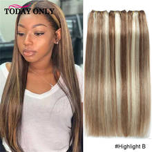 Straight Hair Bundles Extension Human Hair Bundles Brazilian Hair Weave Bundles Ombre Brown Honey Blonde Burgundy Highlight Remy 2024 - compre barato