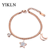 YiKLN в виде звезды из нержавеющей стали Луна Шарм двухслойный женский браслет цепочка-змейка на застежке Богемия Лето пляжные украшения YB19019 2024 - купить недорого