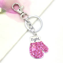 1pc NEW Breast Cancer Awareness Pink Ribbon Key Chain, Pink Ribbon Fighting Box Gloves Handbag Charm Key Chain 2024 - buy cheap