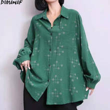 DIMANAF 2021 Oversize Women Blouse Shirts Print Long Sleeve corduroy Cardigan  Casual Spring Oversize Style Large Shirts 5XL 2024 - buy cheap