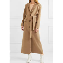Casaco de lã longo com botões, casaco feminino vintage elegante, jaqueta slim coreana 2024 - compre barato