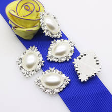 Botones de perlas de diamantes de imitación, accesorios de diseño de escena de boda Diy, Parte posterior plana de perla de marfil, 10 Uds., 32x26MM 2024 - compra barato
