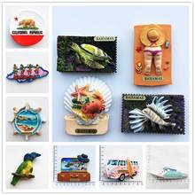 Imán de refrigerador para turismo mundial, accesorios creativos de decoración del hogar, estilo de las Islas Bermudas, pintados a mano 2024 - compra barato