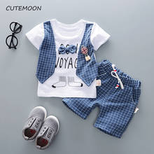 Baby Boys Summer Gemtleman Clothing Set  Fashion Cotton Short Sleeve Plaid Vest+short Pants 2pcs Kids Party Clothes Suit 1-5Y 2024 - buy cheap