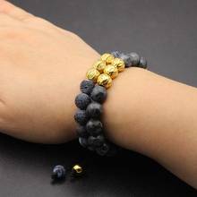 Pulsera de cuentas de piedra Natural para hombre y mujer, cuerda trenzada ajustable de acero inoxidable dorado, brazalete de Yoga, joyería, 10mm 2024 - compra barato