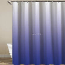 Cortina de chuveiro impermeável e simples de banheiro, cortina com divisória de gancho e à prova de mofo para banheiro com faixa digital em degradê 2024 - compre barato