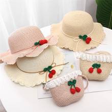 Children Baby Strawberry UV Protection Straw Cap Bucket Hat Outdoor Sunhat Bag Sun Hats for Kids Girls 2024 - buy cheap