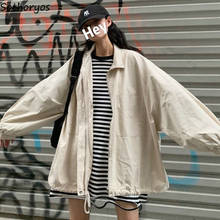 Trench coat feminino folgado, casual, simples, retrô, estilo coreano, plus size 2xl 2024 - compre barato