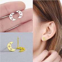 Kinitial Moon Star Earrings For Women Girl Gold Silver Color Hollow Cresent Moon Statement Earrings 2019 Piercing Charm Jewelry 2024 - buy cheap