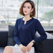 2020 Women Spring Autumn thin cool linen Sweaters shirt V-neck long sleeve Women elegant linen knit Pullovers blouse 2024 - buy cheap