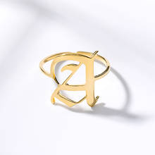 Персонализированные Старое Английское кольцо для женщин на заказ ювелирные изделия Мода Письмо A-Z кольцо из нержавеющей стали кольцо панк золото bmujer BFF 2024 - купить недорого