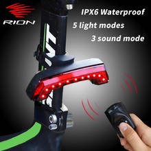 Задний фонарь для велосипеда RION, светодиодный задний фонарь для горного велосипеда, зарядка через USB, водонепроницаемая IPX6 сигнальная лампа с дистанционным управлением 2024 - купить недорого