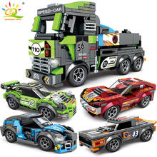 HUIQIBAO 671PCS 4in1 Truck Racing Car Speed Champions Building Blocks City Sport Car Racers Figure Creativity Bricks Toys Child 2024 - buy cheap