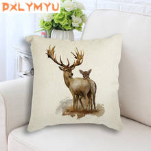 Cotton Linen Pillow cover Deer Elephant Horse Bear Sofa Decorative Cushion Cover Pillow Nordic Pillowcase 45*45  Home Decor 2024 - buy cheap