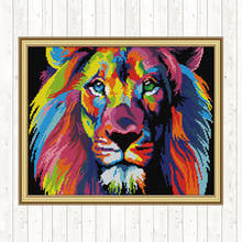 Joy Sunday Cross Stitch Coloured Lion Patterns 14ct 11ct Counted Printed Canvas DMC Cotton Thread DIY Cross Stitch Needlework 2024 - buy cheap