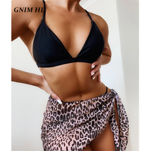 GNIM Sexy Triangle Swimwear Women Three Pieces Bikini 2021 Summer Beachwear Cover Up Leopard Brazilian Swimsuit Female Biquini 2024 - buy cheap
