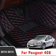 Tapete automotivo para peugeot, 408, 2014, 2013, 2012, 2011, 2010, personalizável, à prova d'água, decoração de automóveis 2024 - compre barato