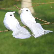 2pcs White Doves Feather Artificial Foam Lover Peace Doves Bird Home Decor Simulation Figurines Miniatures Imitation Bird Model 2024 - buy cheap