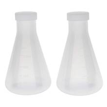 Matraz de plástico para laboratorio de 250Ml, frasco de plástico con diseño cónico, medible, pared lisa y gruesa, dos botellas 2024 - compra barato