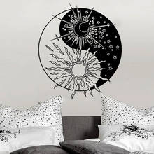 Calcomanía de pared yin-yang, sol, Luna, Sol, estrellas, Yoga, media luna, doble símbolo de noche étnico, pegatina de pared de vinilo para decoración del dormitorio del hogar C825 2024 - compra barato