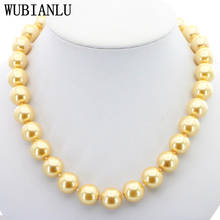 Wholesale 14mm Golden South Sea Shell Pearl Necklace Fashion Woman Girl Gift Christmas Wedding 18" 2024 - buy cheap