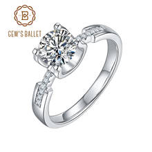 Женские свадебные кольца GEM'S BALLET 0.5ct 1ct D Color Moissanite, обручальные кольца в античном стиле из стерлингового серебра 925 пробы 2024 - купить недорого