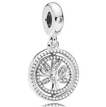 Genuine 925 Sterling Silver Charm Spinning Tree Of Life With Crystal Pendant Beads Fit Pandora Bracelet & Necklace Diy Jewelry 2024 - buy cheap