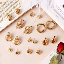 ALIUTOM Metal Geometric Round Stud Earrings for Women Fashion Geometric Gold Colour Earrings Jewelry Statement 2020 Brincos 2024 - buy cheap