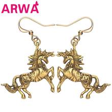 ARWA Alloy Antique Gold Plated Unicorn Horse Earrings Drop Dangle Animal Party Jewelry For Women Young Girls Friends Charms Gift 2024 - buy cheap