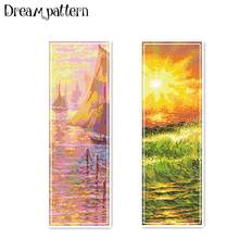 Pôr-do-sol ponto cruz paisagem riverside montanha pacote 18ct 14ct 11ct pano algodão fio bordado diy artesanal needlework 2024 - compre barato